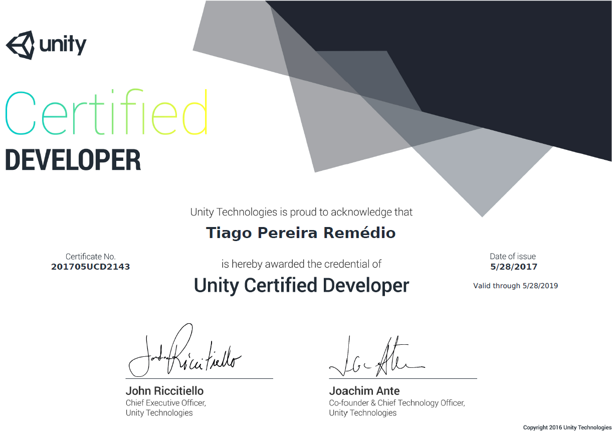 Unity Certified Developer!